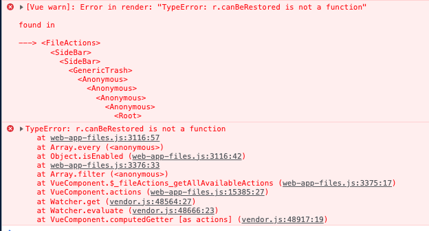 Sidebar in trash bins is broken · Issue #7778 · owncloud/web · GitHub