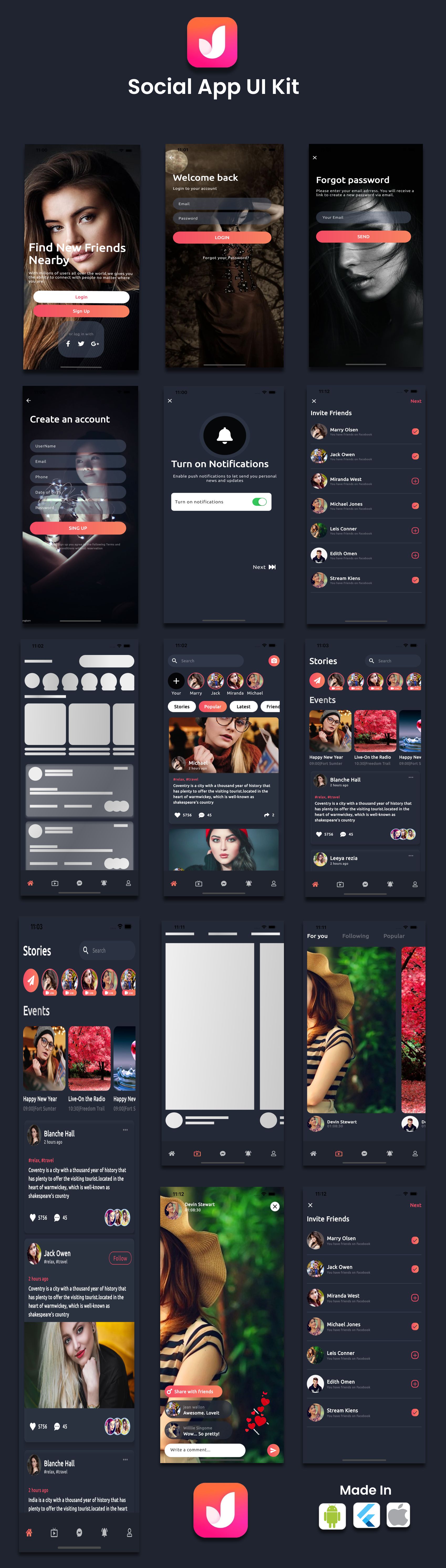 Mega Flutter Kit 21 Apps in 1 Template | Flutter | Figma | Get Every month 1 App | Life Time Update - 15