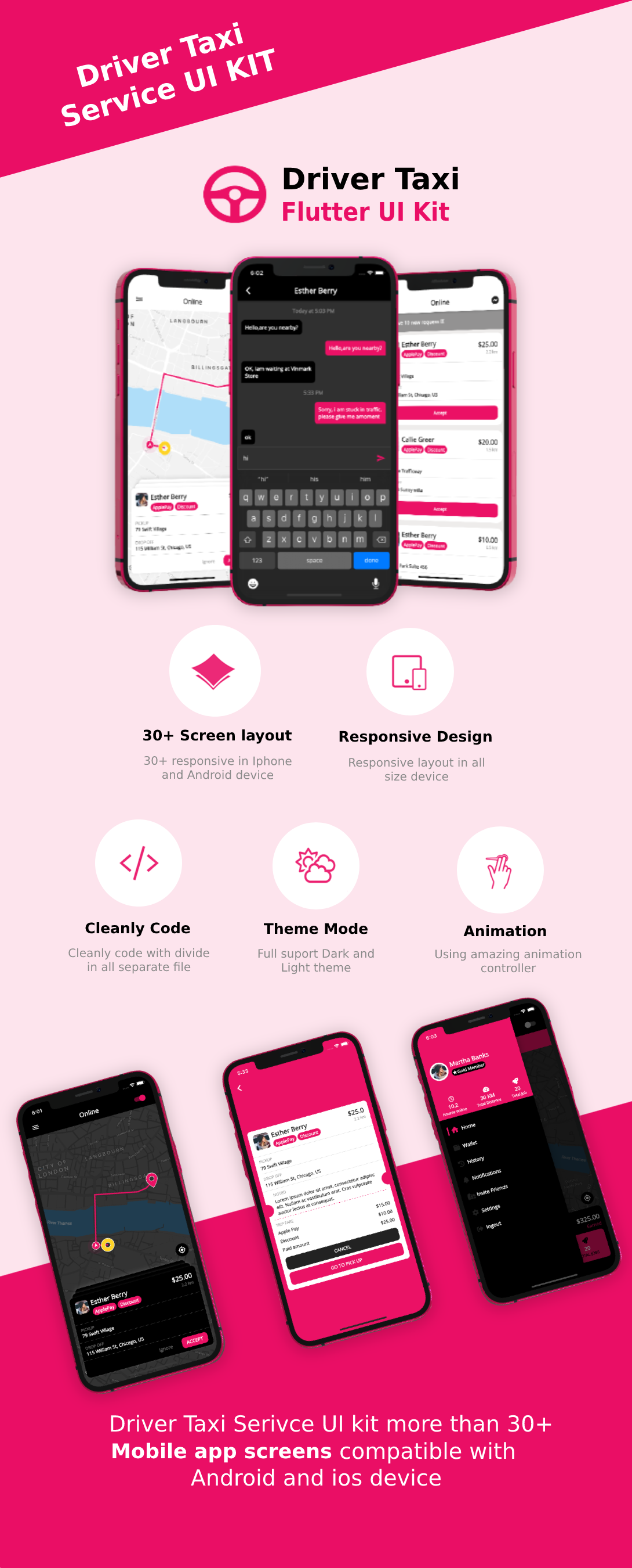 My Cab Android + iOS + Figma + XD + Sketch | Flutter | Driver Taxi Booking