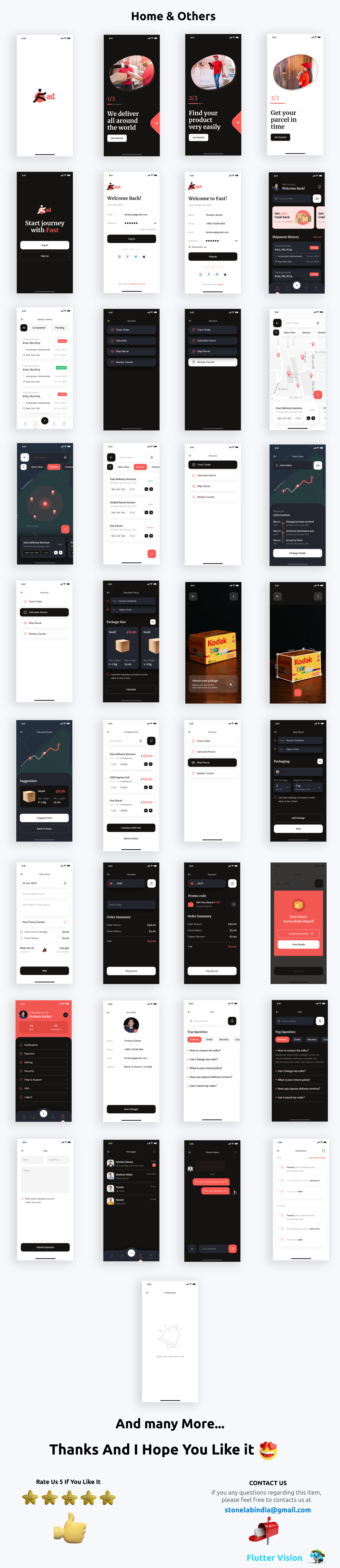 Fast Courier Online Service App ANDROID + IOS + FIGMA | UI Kit | Flutter - 3