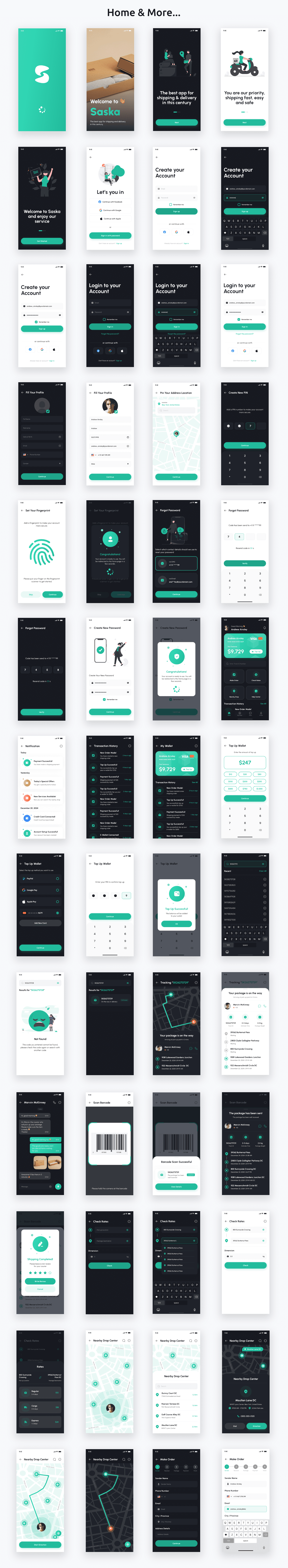Shipping & Delivery App | UI Kit | Flutter | Figma FREE | Life Time Update | Saska - 3