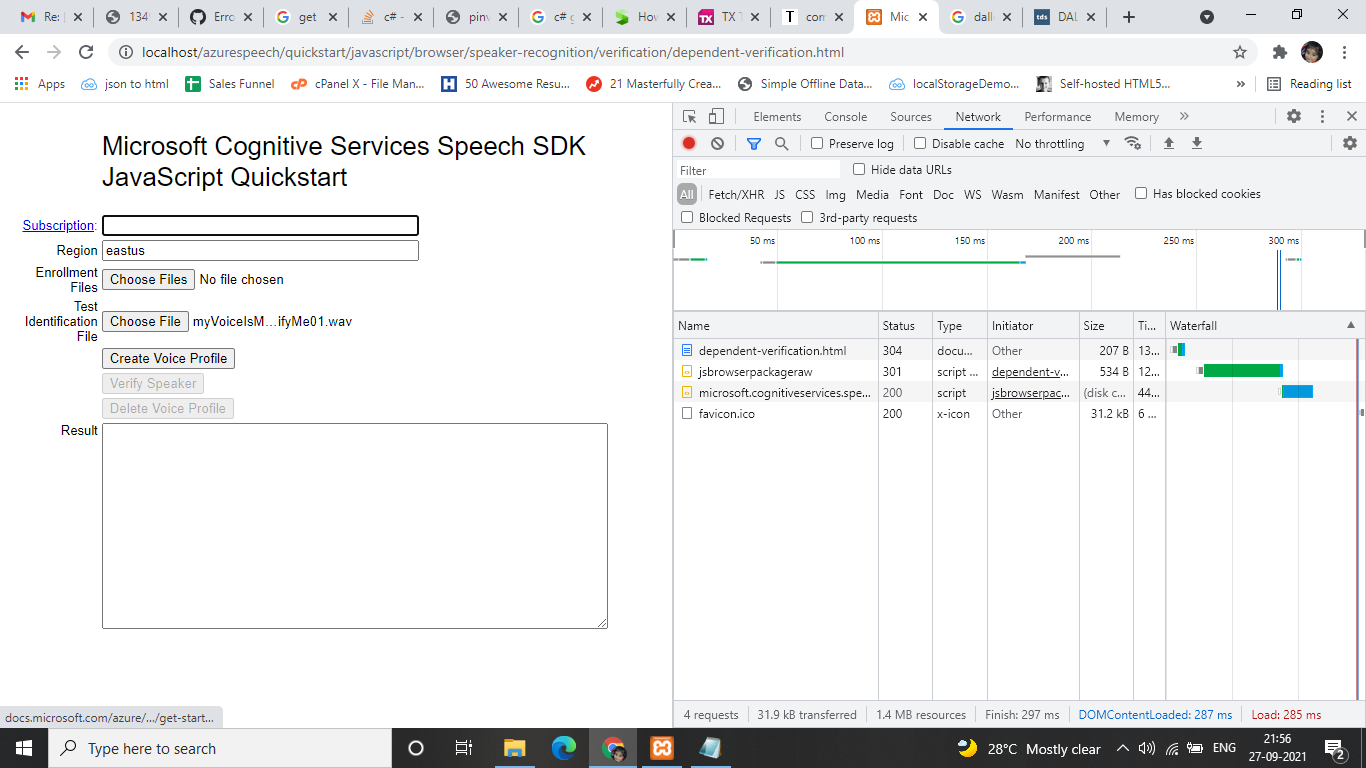 Error in speech recognition verification in js on a web browser · Issue ...