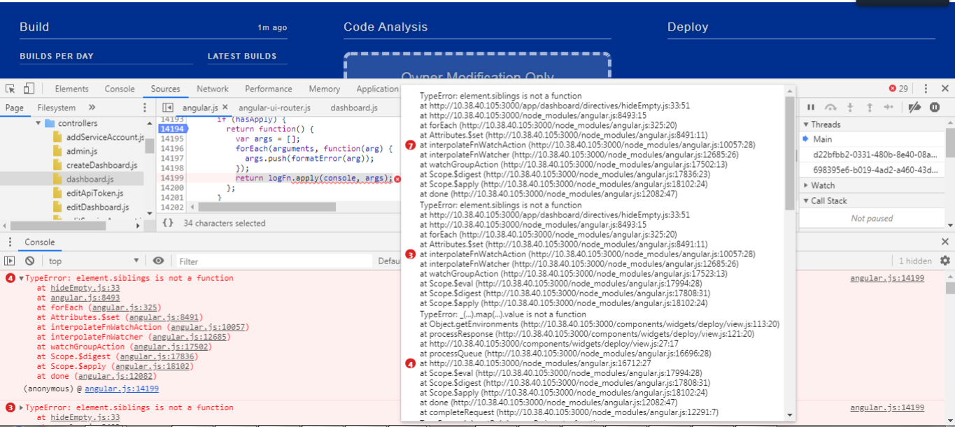 Issue in publishing the build and deploy data to dashboard through