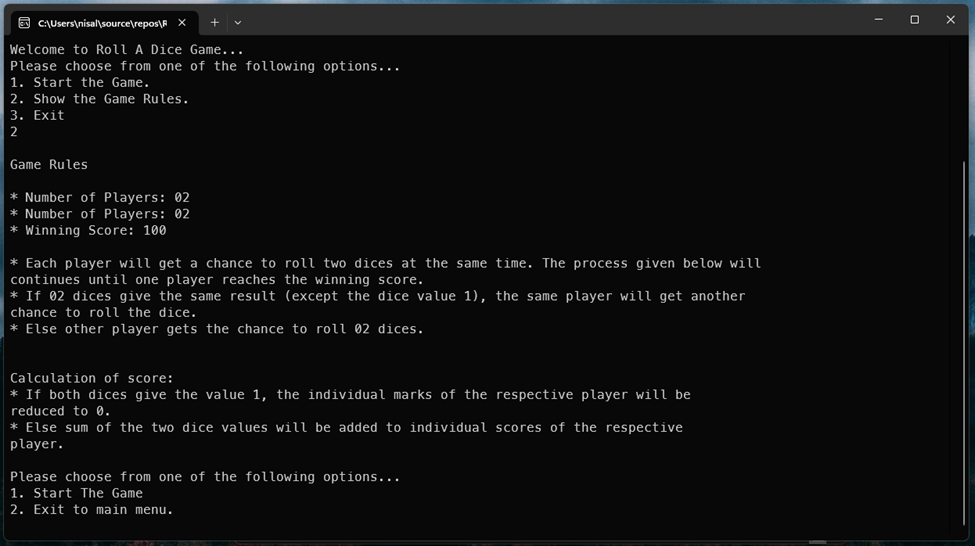 GitHub - Neeka0909/Roll-a-Dice: Roll a Dice game Developed using the C#