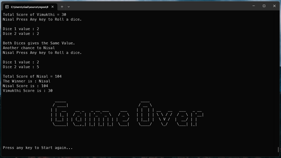 GitHub Neeka0909/RollaDice Roll a Dice game Developed using the C