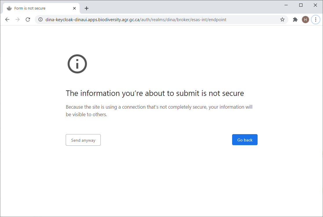 warning page regarding 