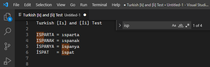 Turkish [Iı] and [İi] characters search problem · Issue #155930 ...