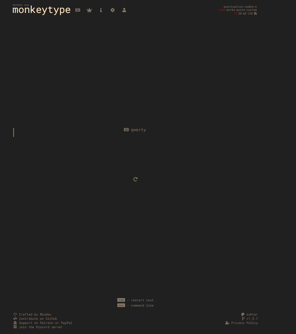 Typing field blank if test restarted on 0 · Issue #548 · monkeytypegame ...