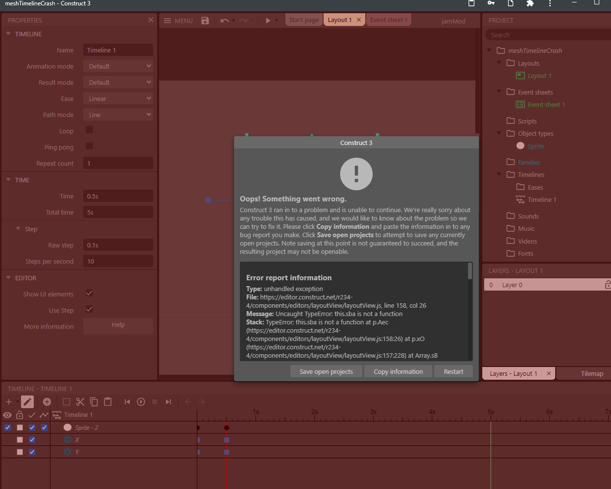 Mesh - Timeline Edit Crash · Issue #4669 · Scirra/Construct-bugs · GitHub