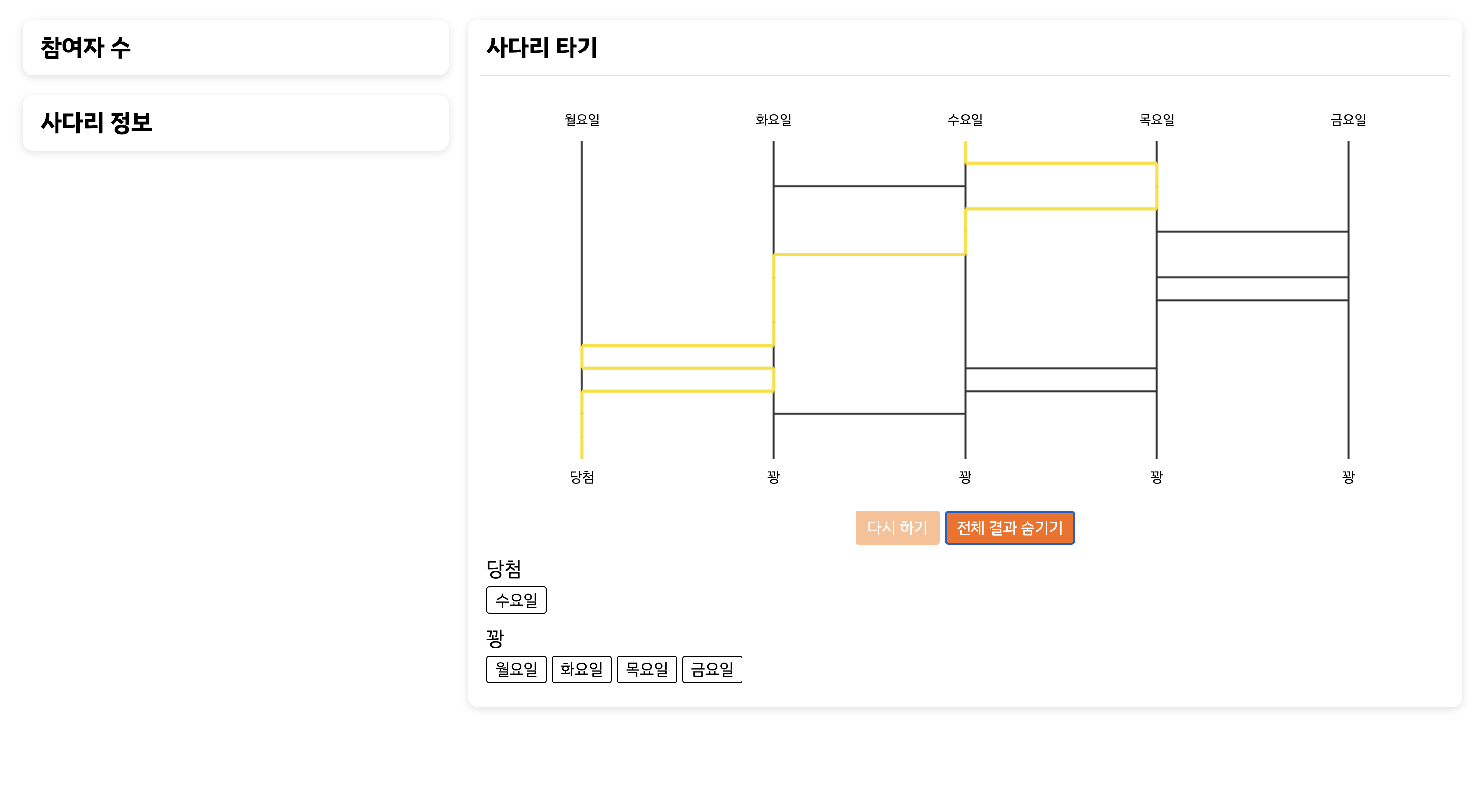 GitHub JHYOOOOON/laddergame 🪜 simple ladder game