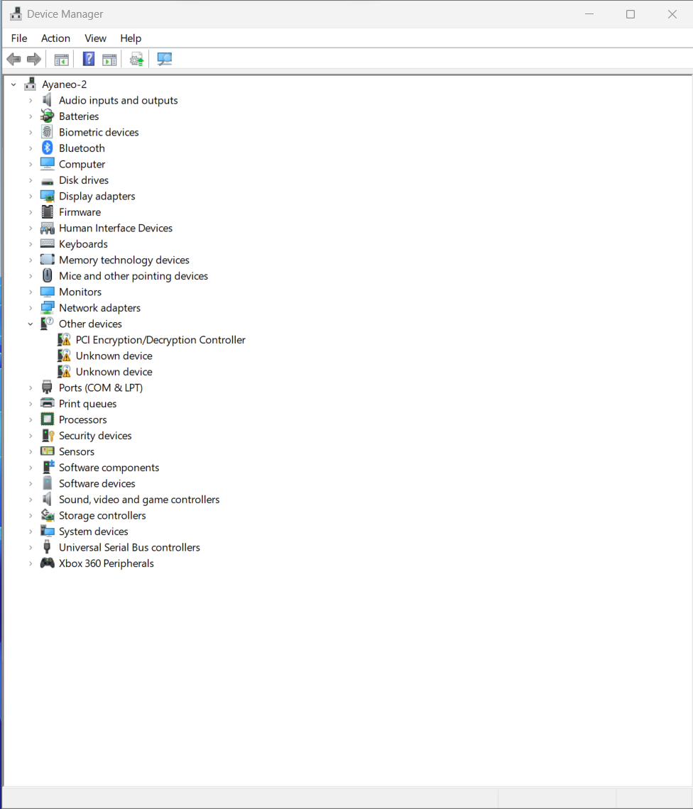 Device Manager After Adrenalin