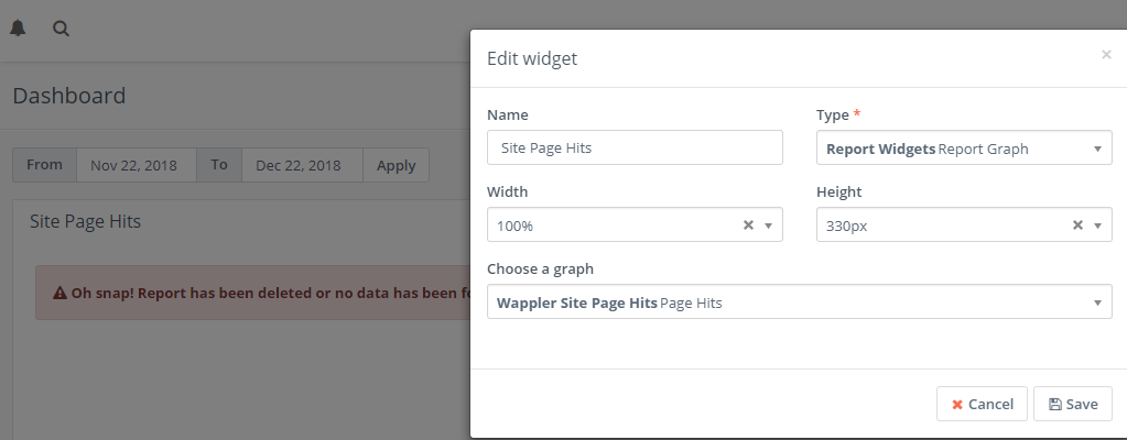 Report Graph Widget gives error when added to dashboard in 2.15.0 ...