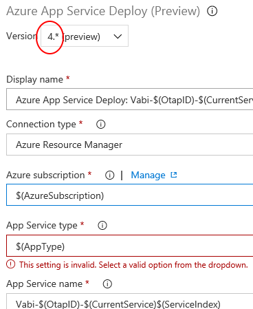 Azure App Service Deploy: 'App Service Type' not bindable within Task ...