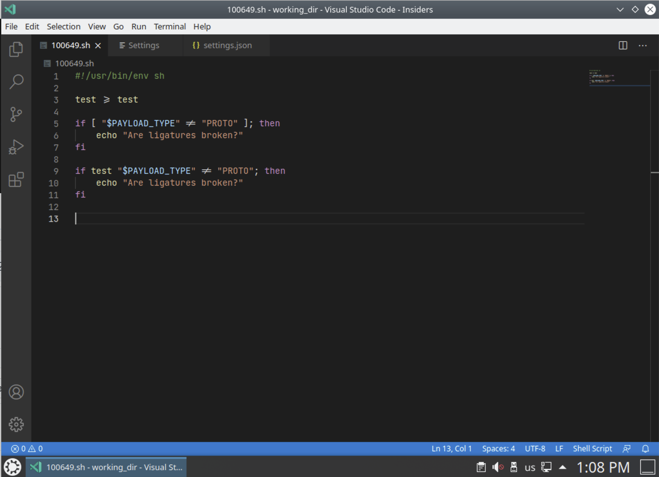 JetBrains Mono font with ligatures broken on Linux · Issue 105067