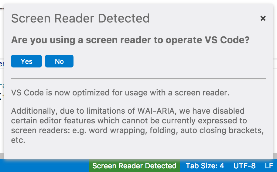 Screen Reader Detected isn't very valuable · Issue 35228 · microsoft