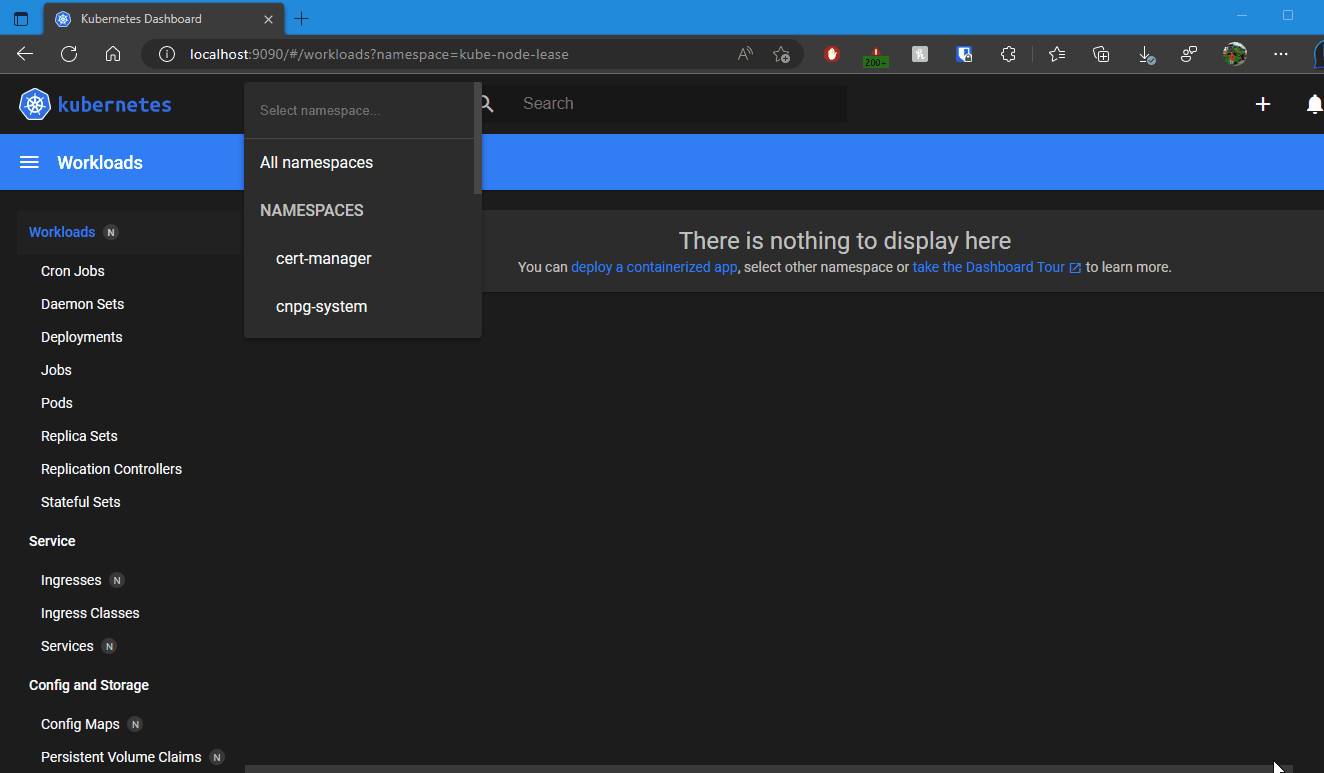 Pressing enter when typing to search for a namespace in the drop down ...