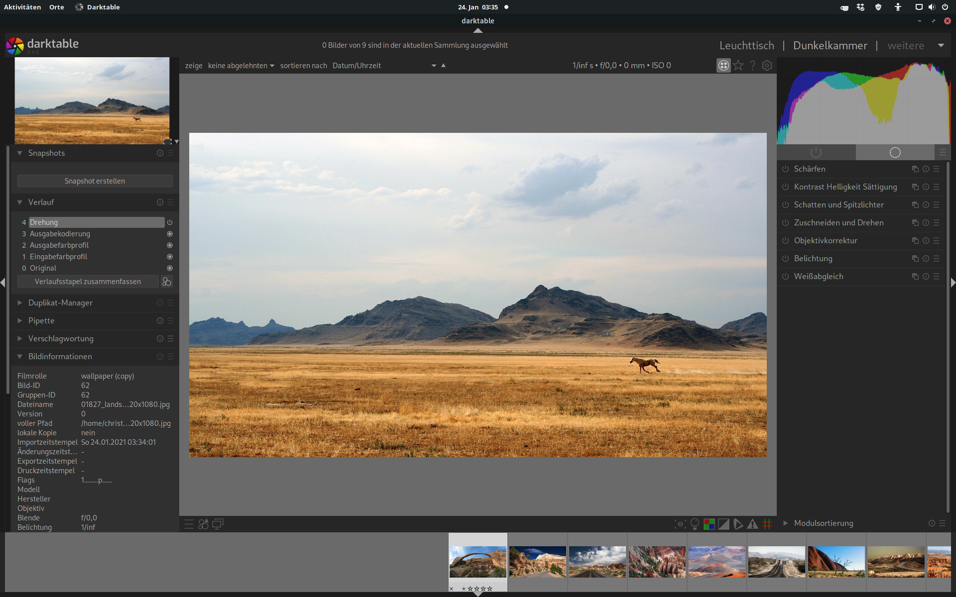Darkroom mode Rejecting an image causes inconsistency between selected