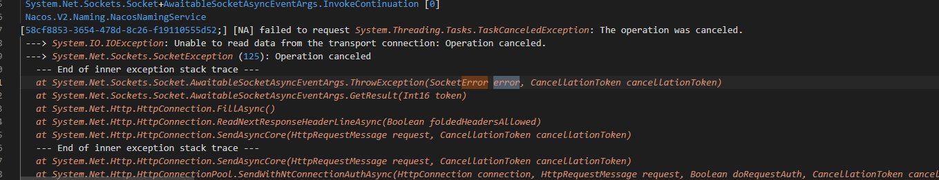 时常碰到IOException · Issue #220 · nacos-group/nacos-sdk-csharp · GitHub