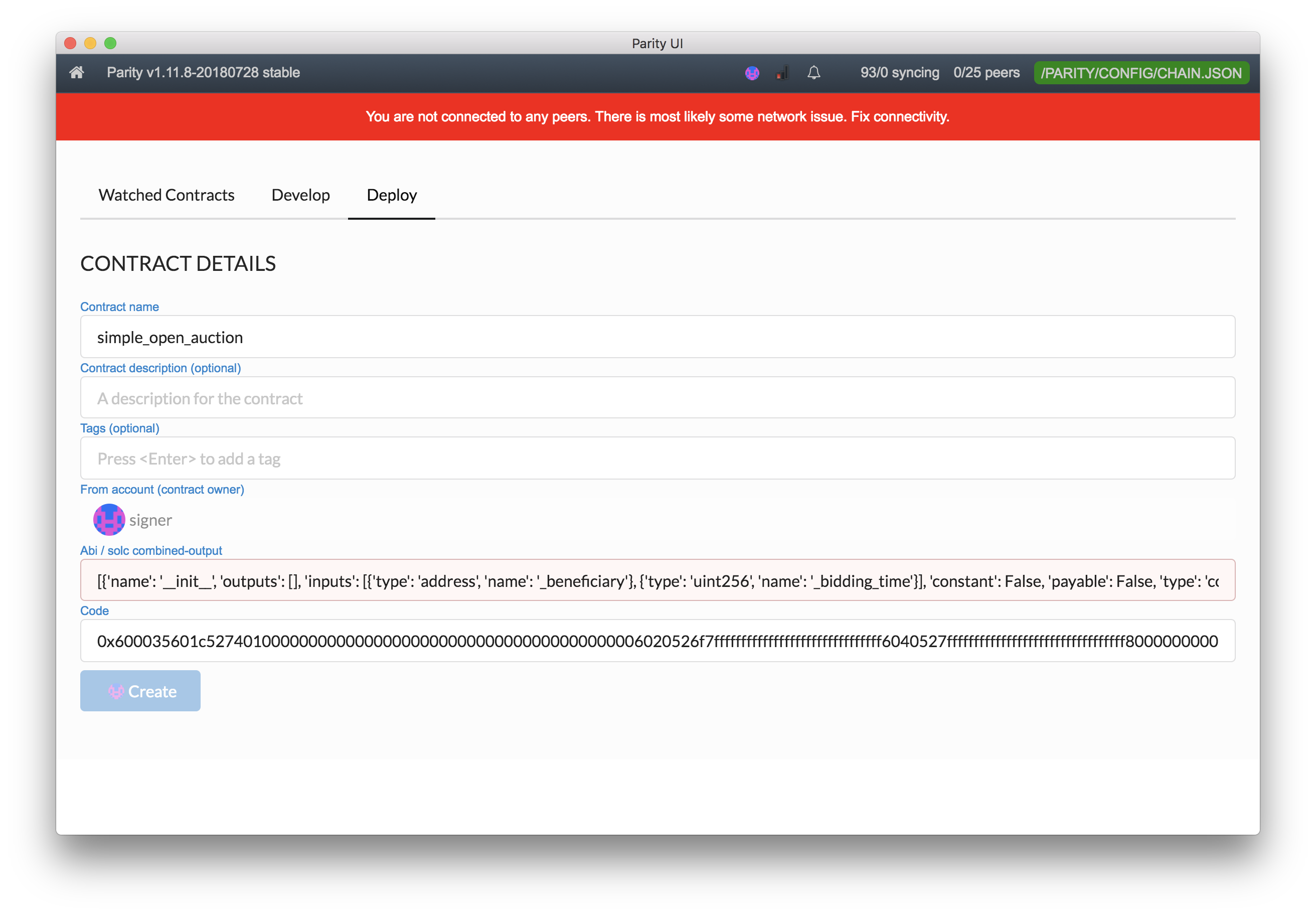invalid json in parity ui