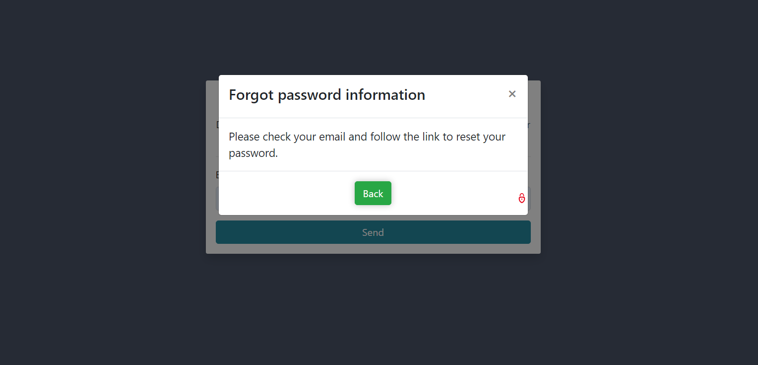 Forgot Password modal window