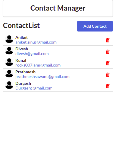 Contact Manager In Javascript GitHub - aniket4206/Contact-App-Using-Reactjs