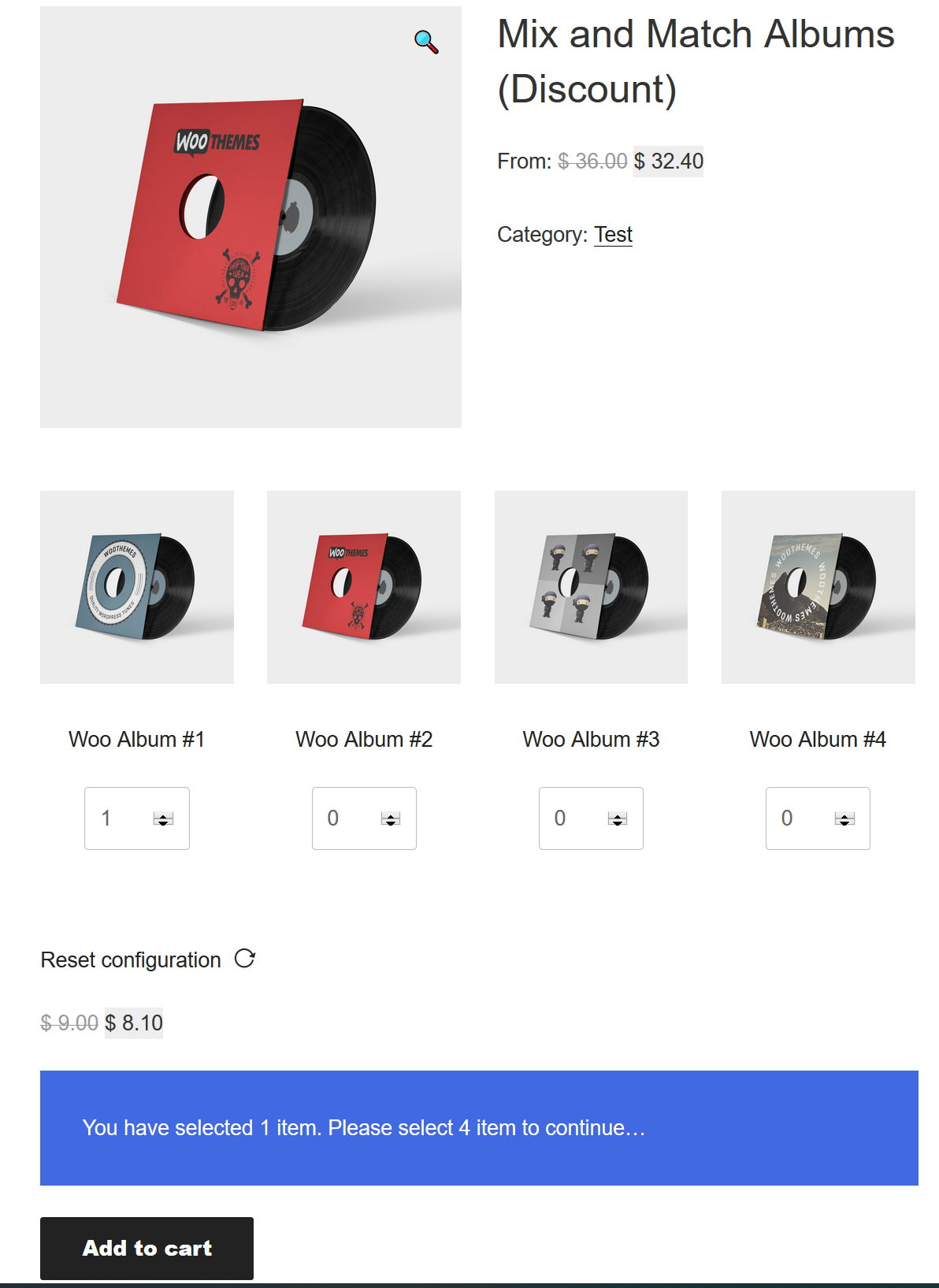 An album "bundle" that shows a price discount with a strikethrough