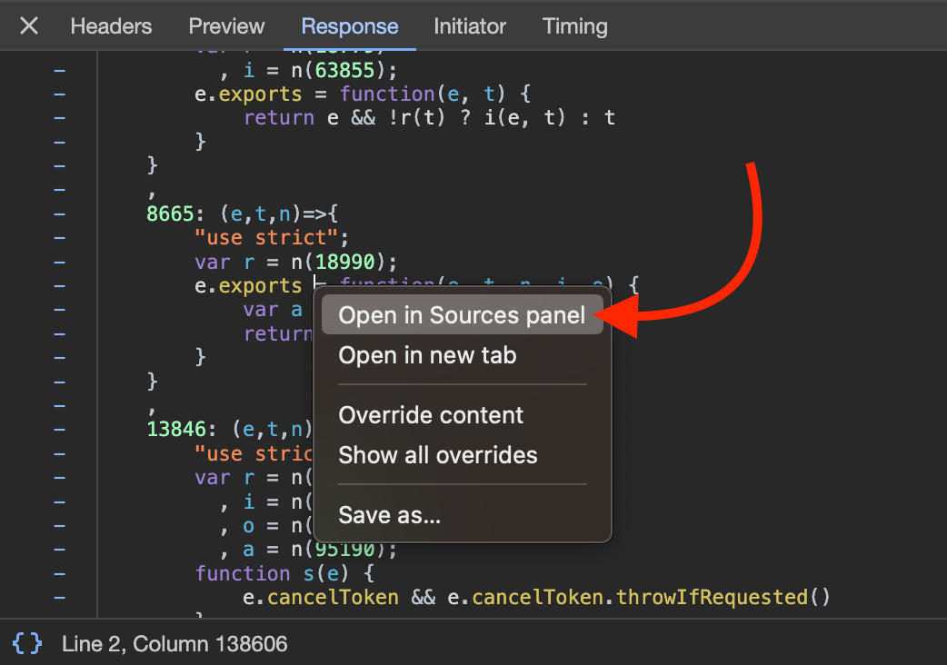 Open in Sources Panel