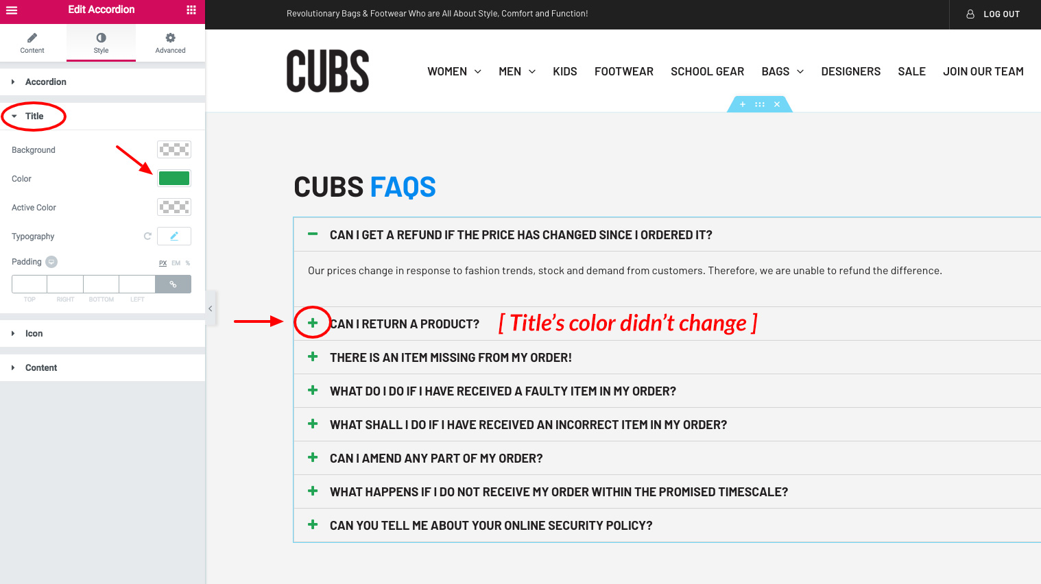 Accordion Widget Titles Color & Typography · Issue 7076 · elementor