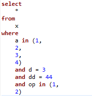 Query formatting question : why the line breaks with `in` keyword ...