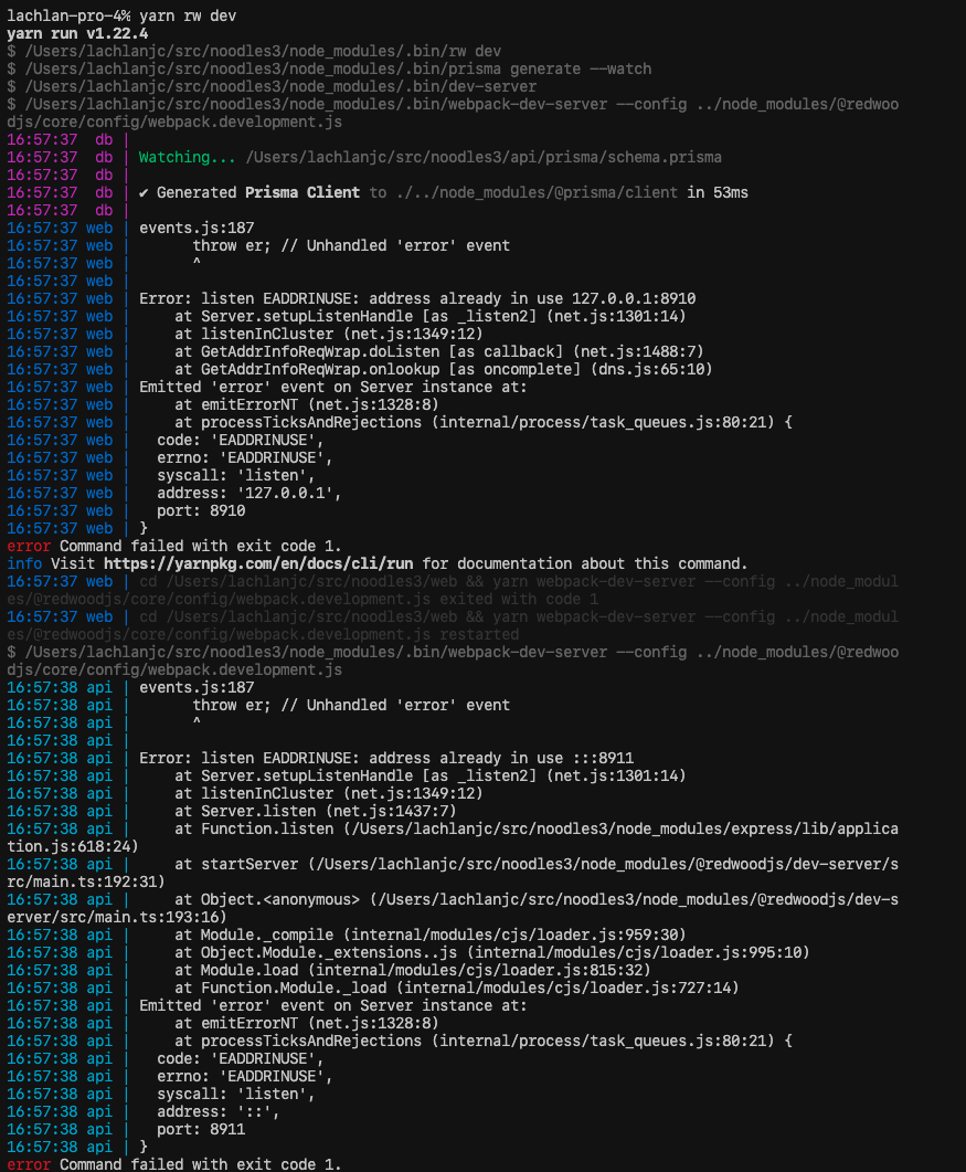 Screenshot of console with ugly output