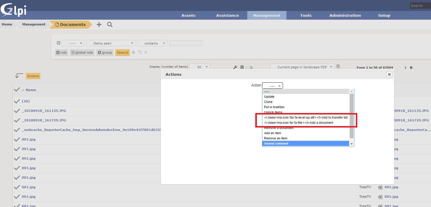 [9.5.4] Document actions - html code visible · Issue #8760 · glpi ...