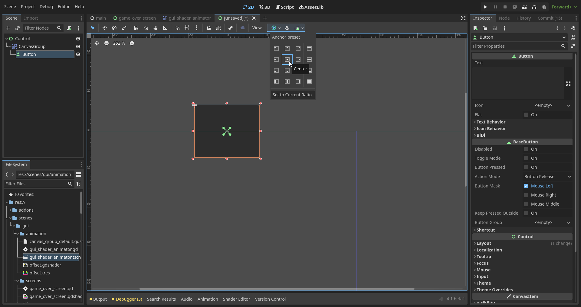 Control node anchors doesn't work inside a CanvasGroup · Issue 78337