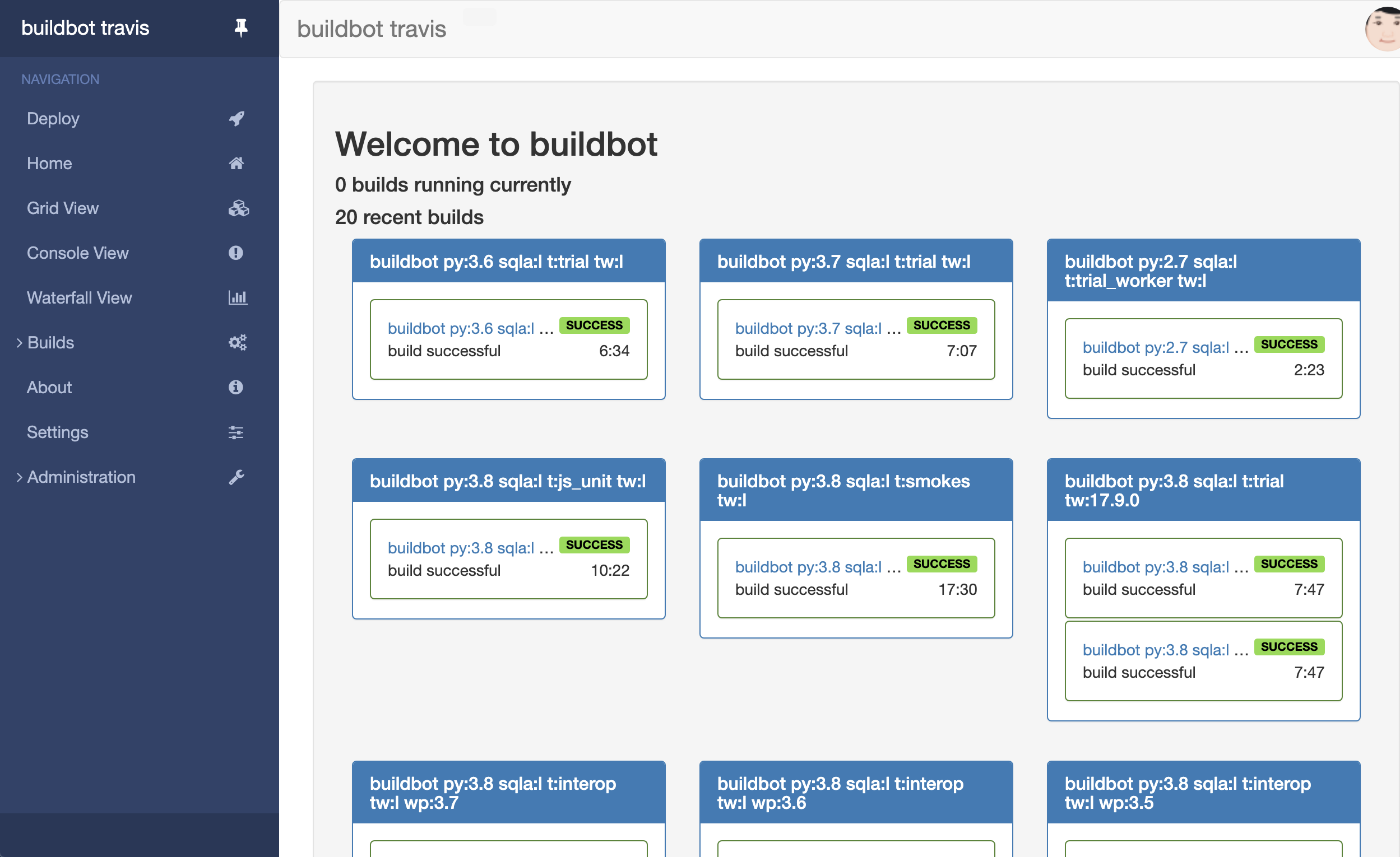 Buildbot Home - https://buildbot.buildbot.net/#/