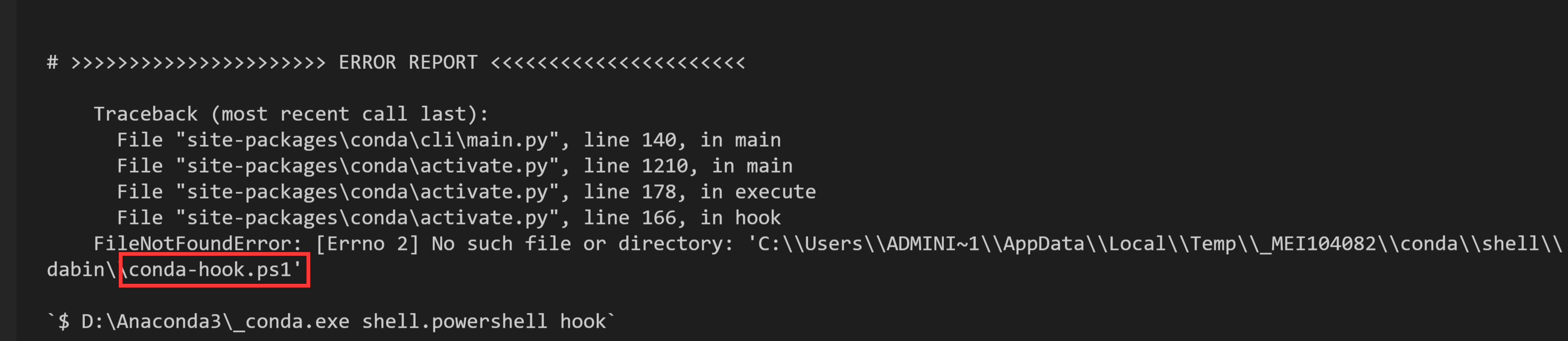Anaconda Powershell Prompt fails to activate conda (conda 4.7.11 ...