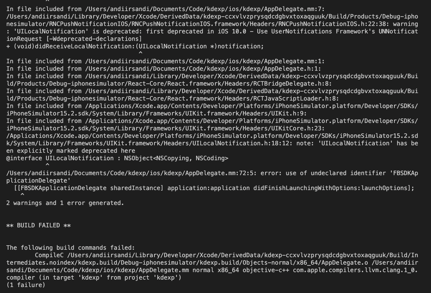 Build failed when add FBSDKApplicationDelegate · Issue #316 ...