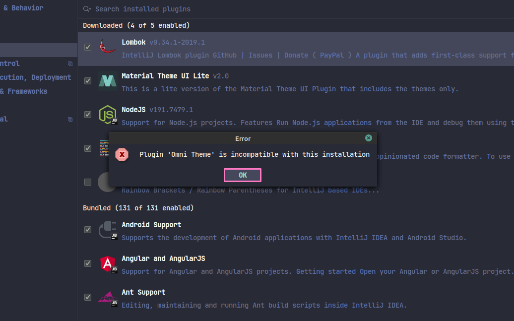 Which versions in IntelliJ the theme Omni supported · Issue #45 ...