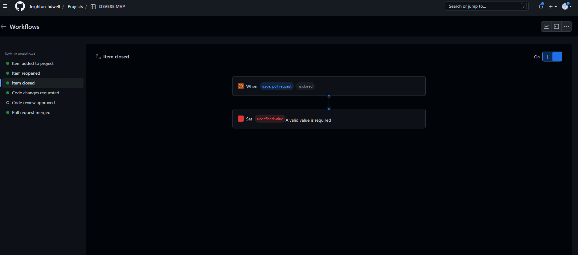 Project Workflows `undefinedvalue` · community · Discussion #32961 · GitHub