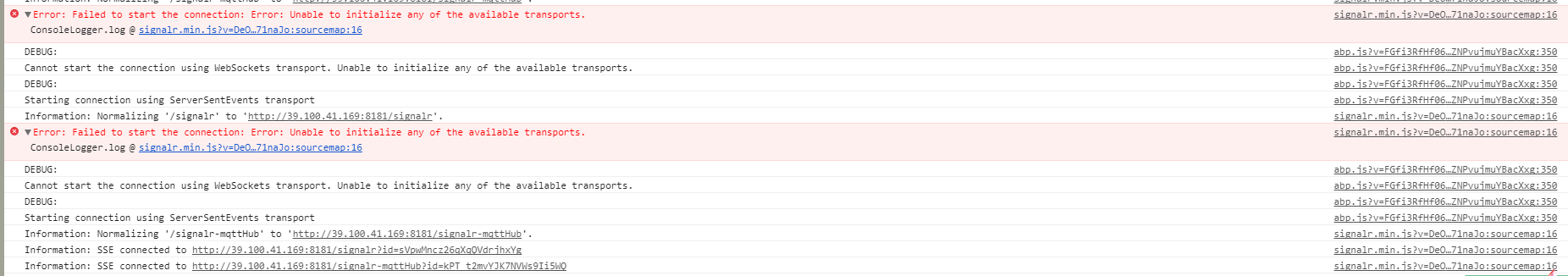 Error: Failed to start the connection: Error: Unable to initialize any ...