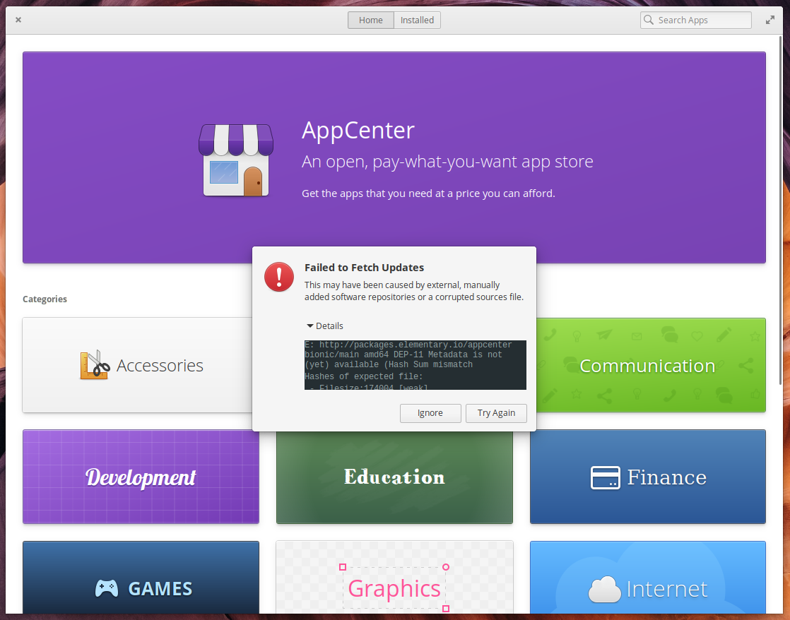 DEP11 Metadata Hash Sum Mismatch · Issue 630 · elementary/appcenter