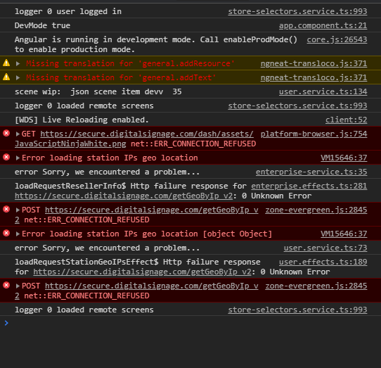Angular in dev mode, when reloads getting error, racing condition ...