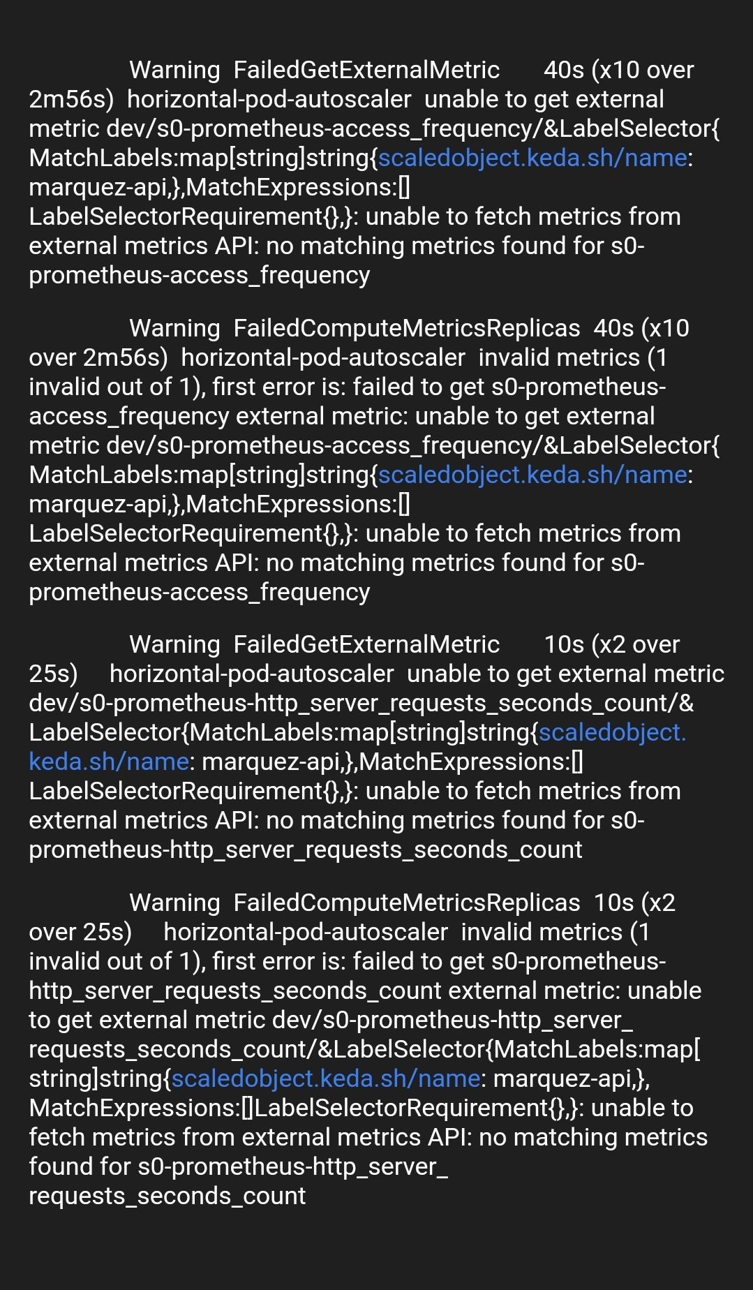FailedGetExternalMetric unable to fetch metrics from external metrics