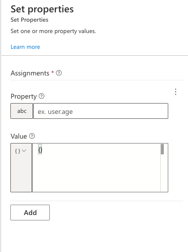 Change the default type of the value field from object to text in Set a ...