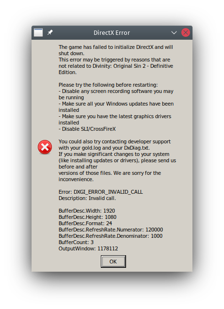 Error Dialog