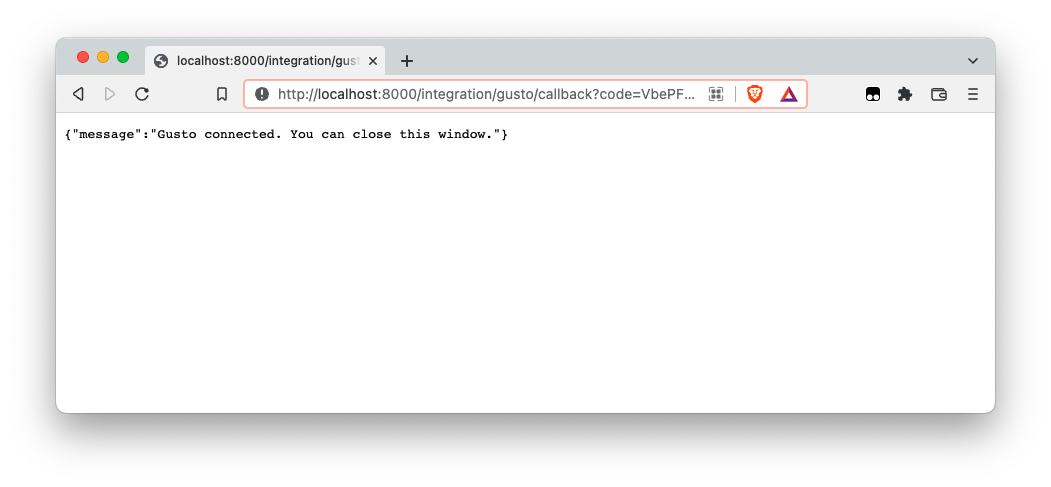 Gusto Confirmation Message