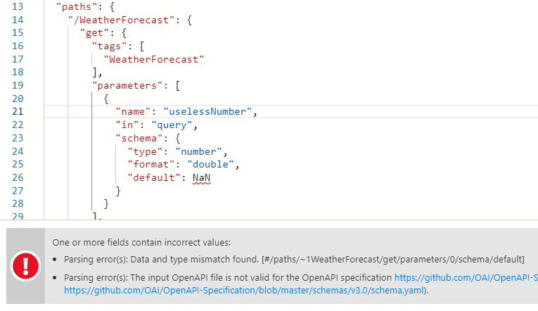 Create from OpenAPI not working if default: NaN is used · Issue #708 ...