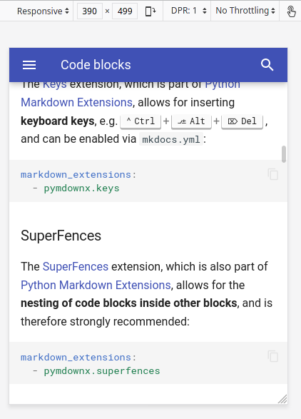 Code blocks bleed out of side gutters for mobile using full width ...