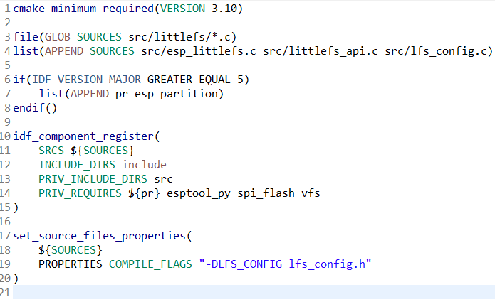 Project fails to compile when LITTLEFS included in an ESP-IDF project ...