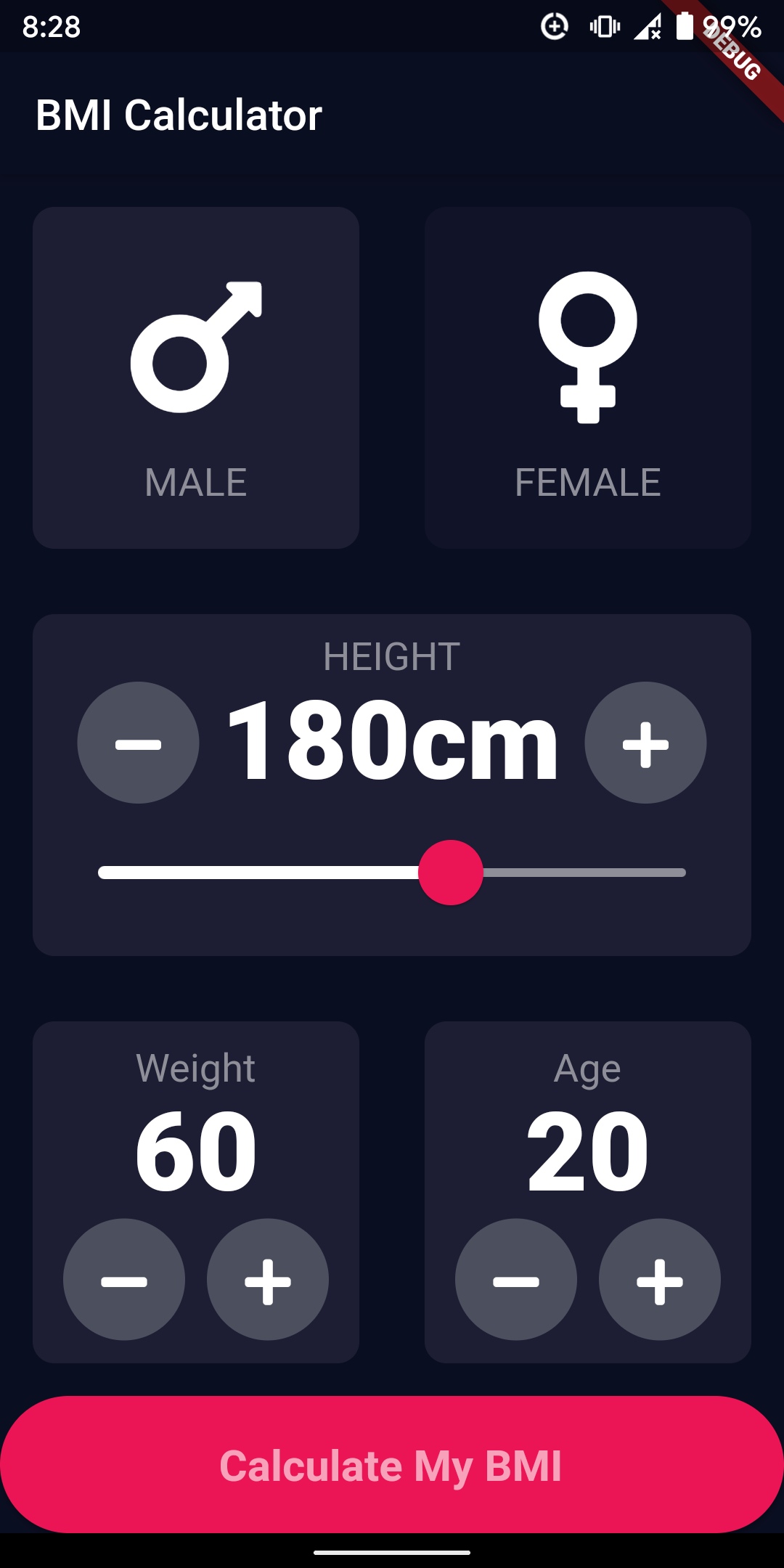 GitHub sumitt1080/BMICalculator A Simple BMI Calculator made in Flutter