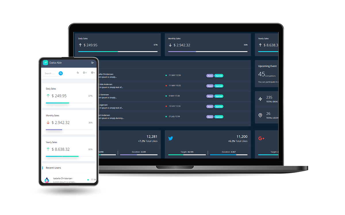 Free Django Dashboard and Admin Template - Datta Able Design.