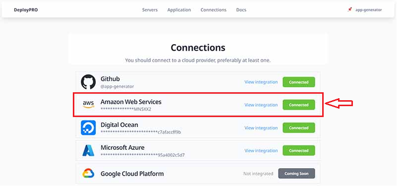 DeployPRO & AWS - Connection Validated